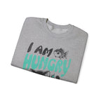 Sweatshirt — Cute Cat "I Am Hungry" Graphic Crewneck