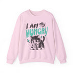 Sweatshirt – Niedlicher Katzen-Print „Ich habe Hunger“ 