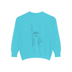 Tis' The Season Sweatshirt Festive Holly Crewneck with Statue of Liberty Backline