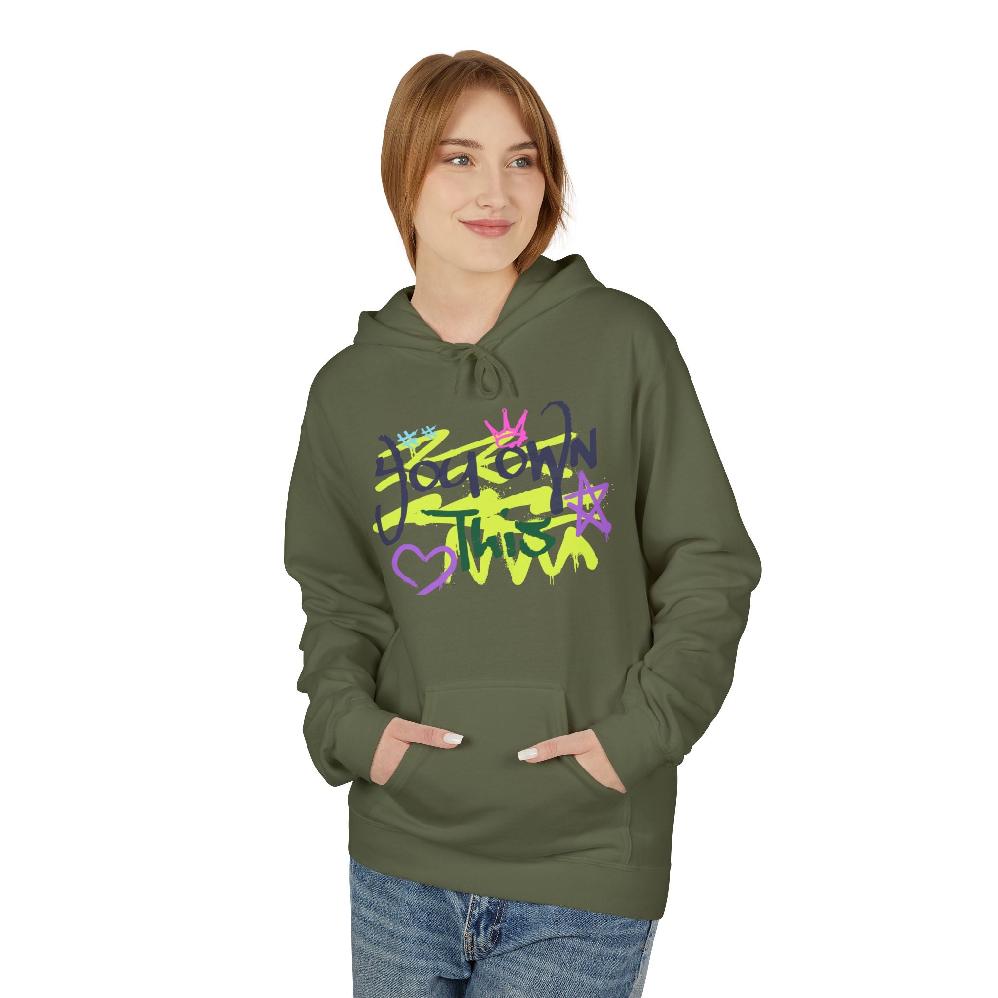 Hoodie — "You Down This" Graffiti Heart Star Streetwear Pullover