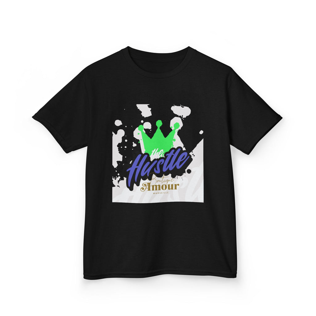 Kids Tee — 'Hustle Amour' Crown Graphic Shirt for Motivated Kids