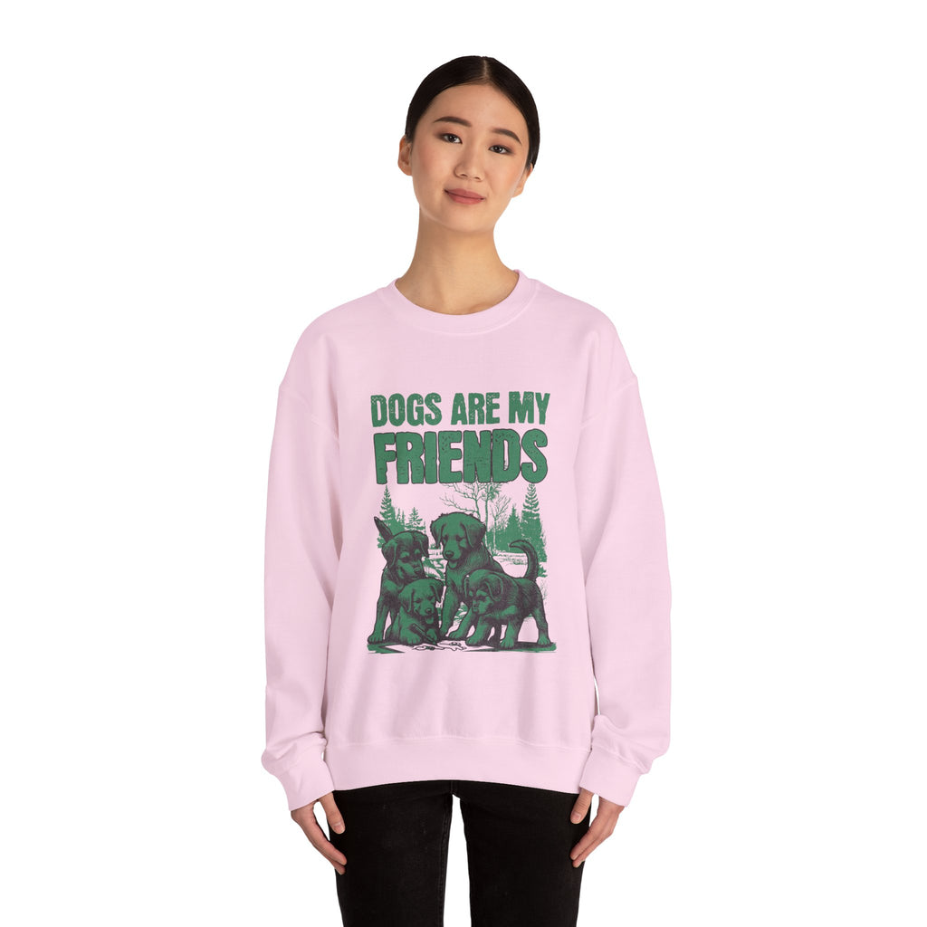 Dogs Are My Friends Sweatshirt — Vintage Green Puppy Crewneck
