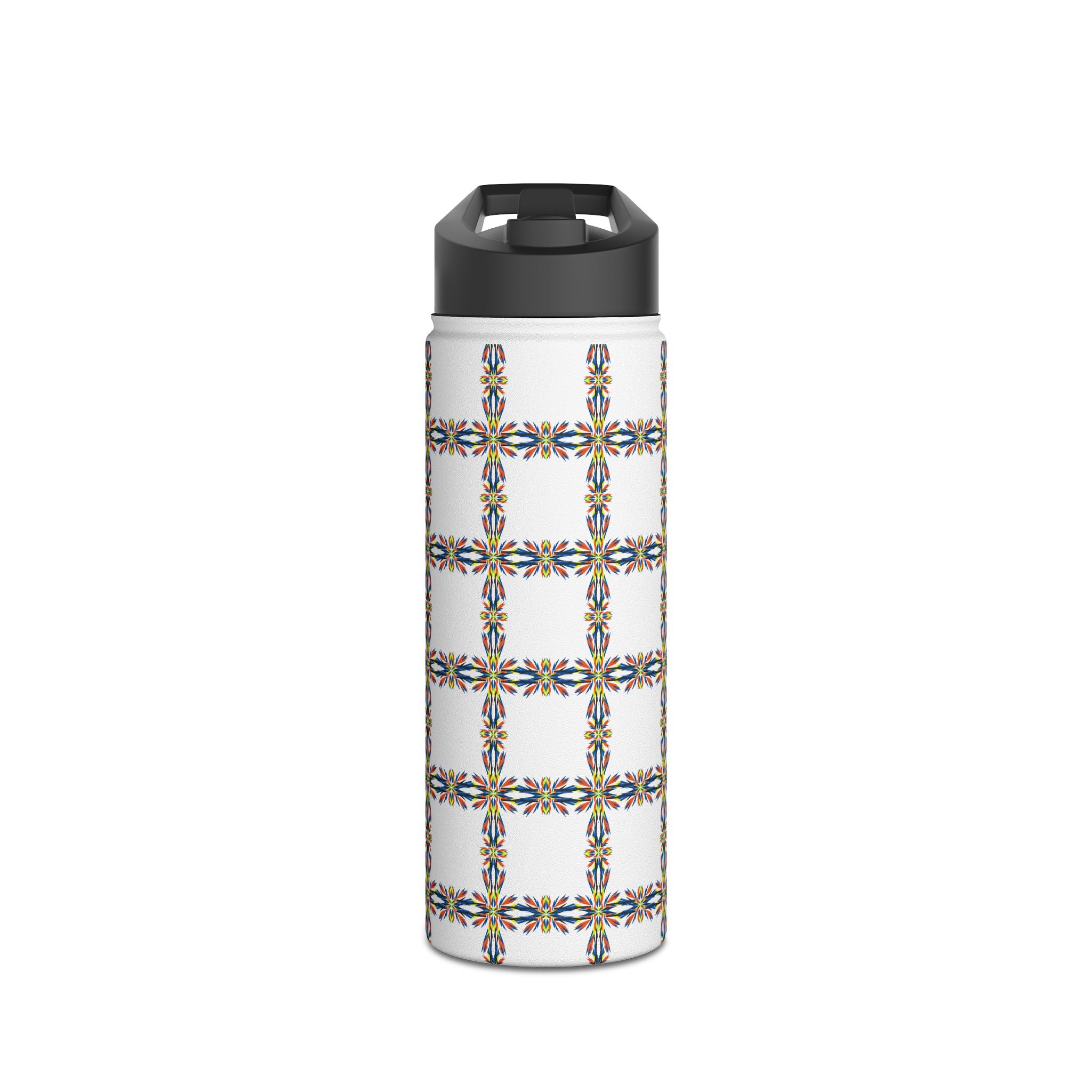 Insulated Stainless Water Bottle Colorful Geometric Tile Pattern