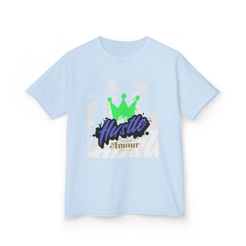 Kids Tee — 'Hustle Amour' Crown Graphic Shirt for Motivated Kids