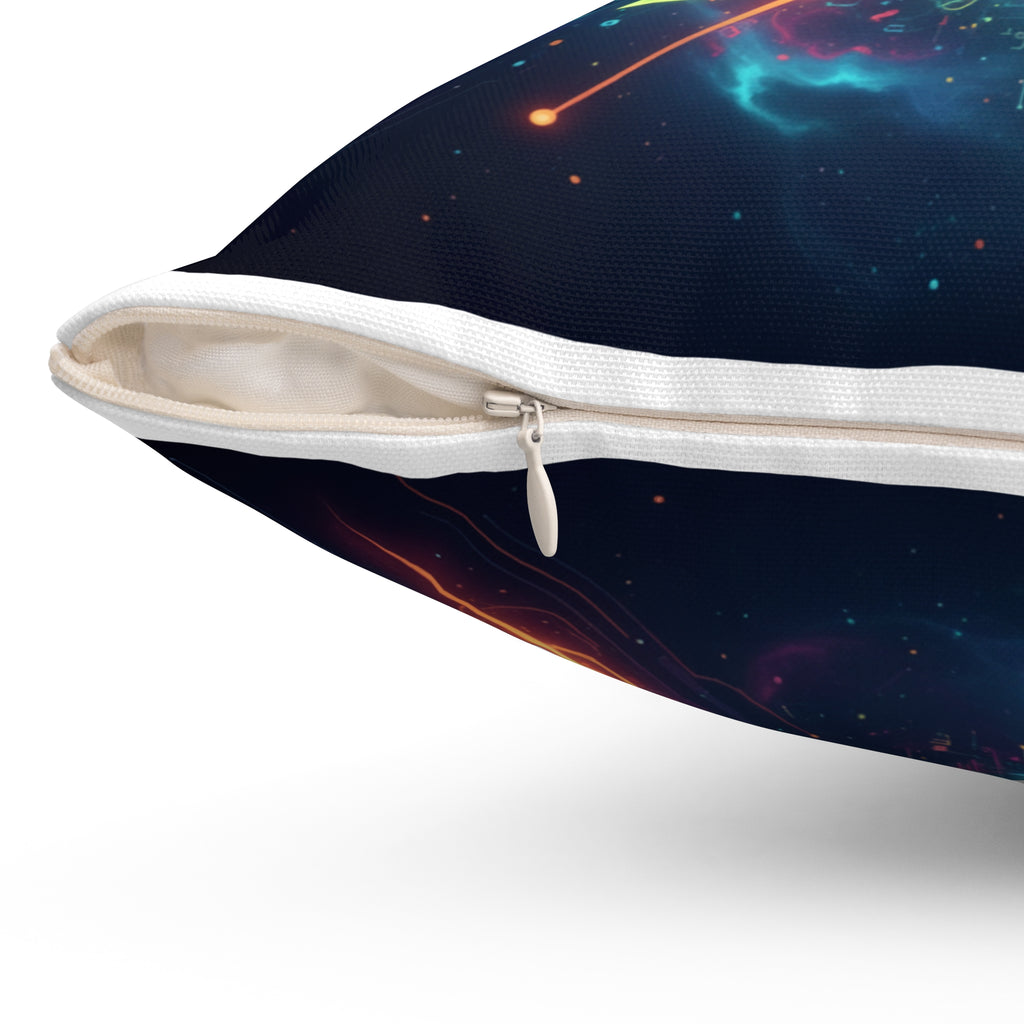 Geometric Neon Mandala Pillow Vibrant Cosmic Decorative Throw