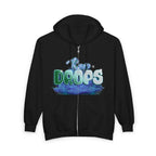 Zip Hoodie — 'Rain Drops' Blue Watercolor Graphic Full-Zip Sweatshirt