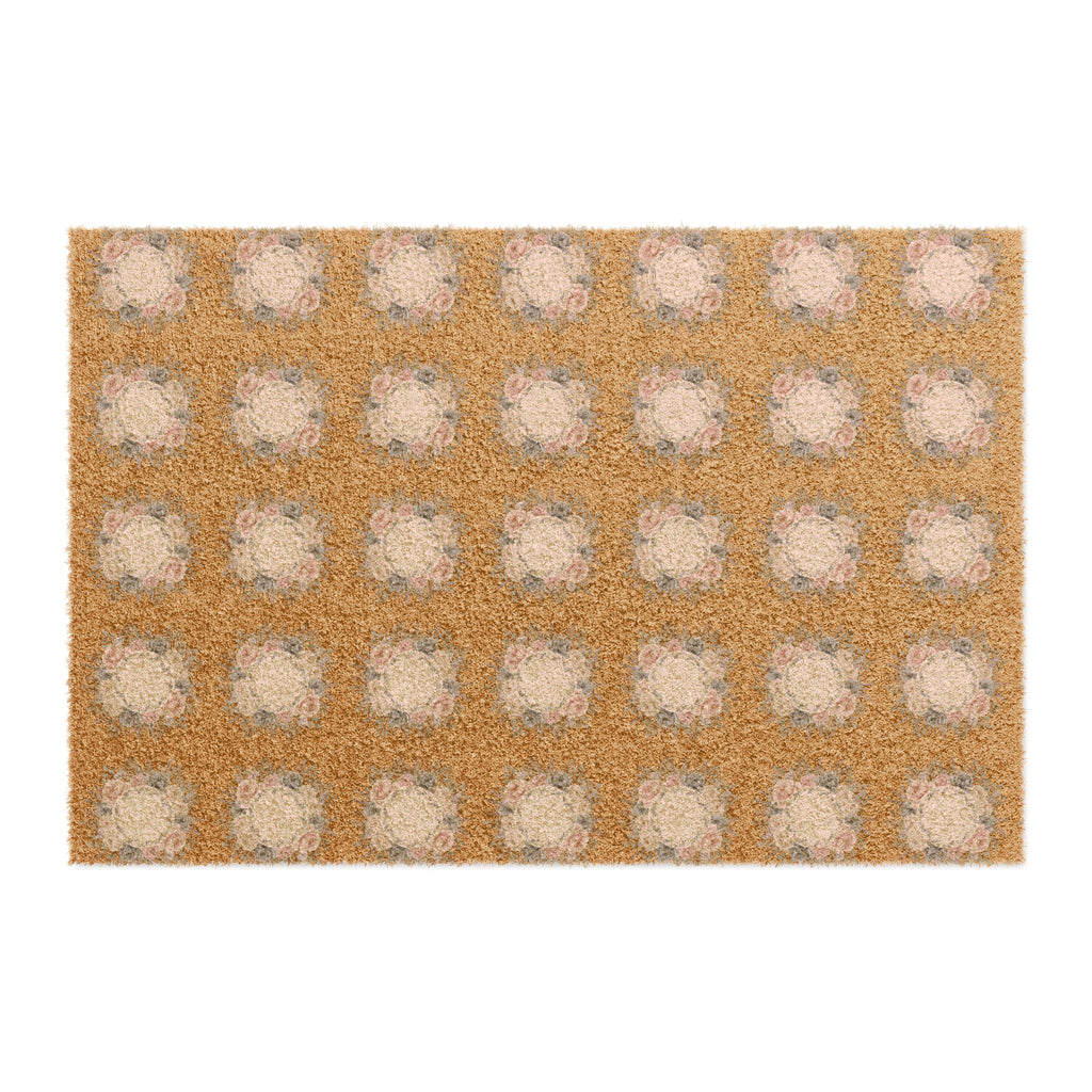 Coir Polka Dot Doormat Natural Faux Floral Welcome Mat