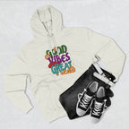 Good Vibes Great Ideas Hoodie — Retro Floral Positive Message Pullover