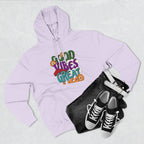 Good Vibes Great Ideas Hoodie — Retro Floral Positive Message Pullover