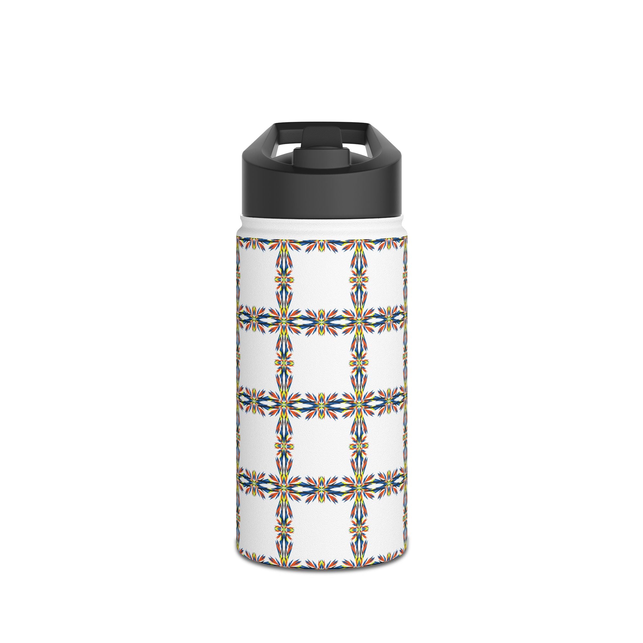 Insulated Stainless Water Bottle Colorful Geometric Tile Pattern