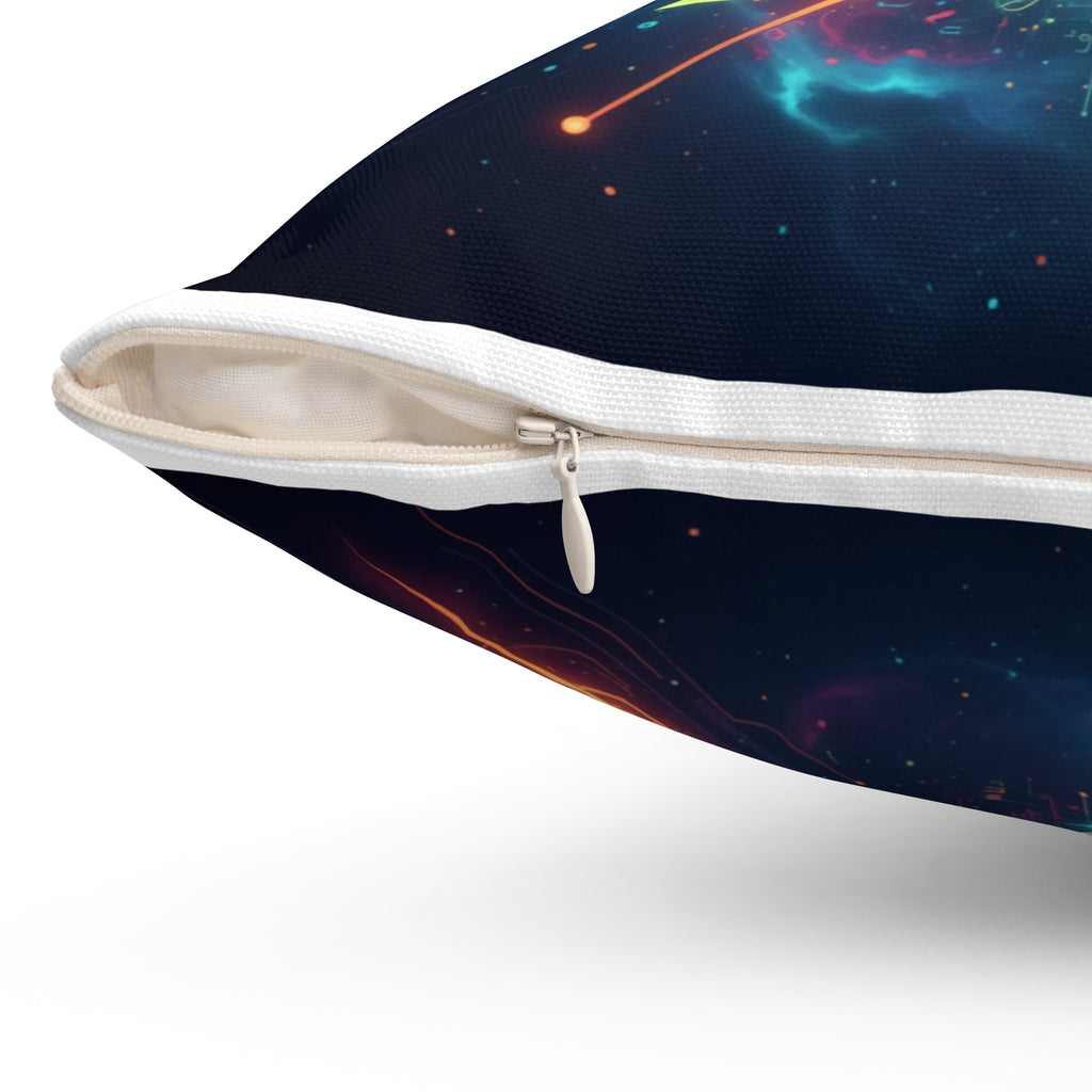 Geometric Neon Mandala Pillow Vibrant Cosmic Decorative Throw