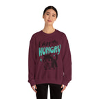 Sweatshirt — Cute Cat "I Am Hungry" Graphic Crewneck
