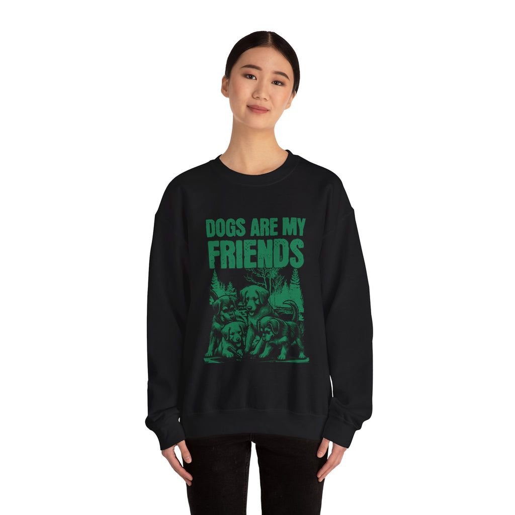 Dogs Are My Friends Sweatshirt — Vintage Green Puppy Crewneck