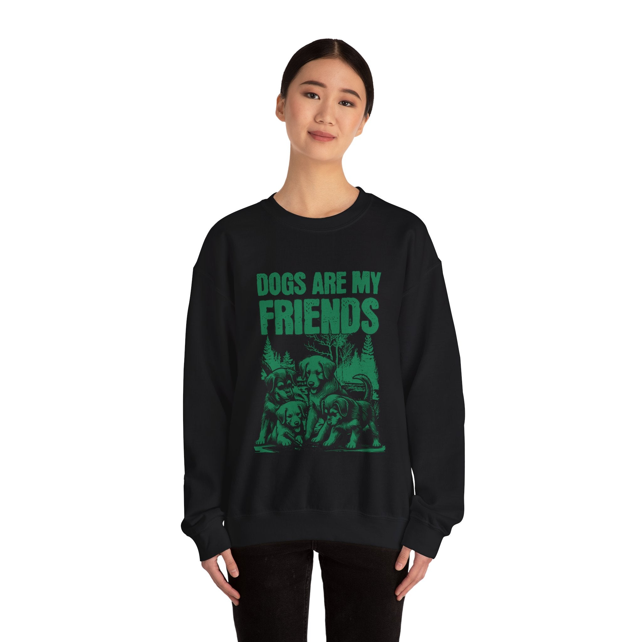 Dogs Are My Friends Sweatshirt — Vintage Green Puppy Crewneck
