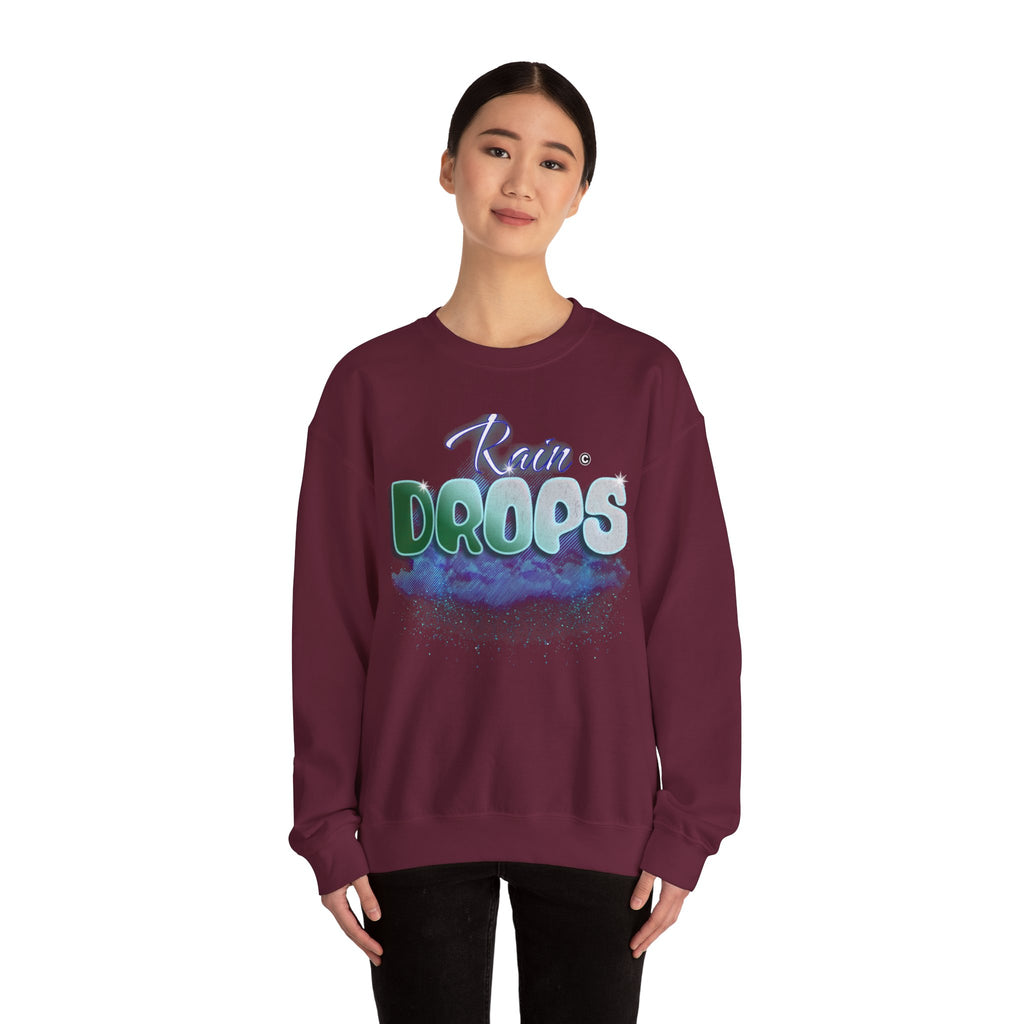 Rain Drops Crewneck Sweatshirt – Pastel Watercolor Raindrop