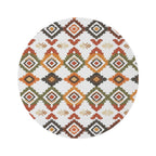 Boho Aztec Round Rug  Earth Tone Geometric Accent Mat