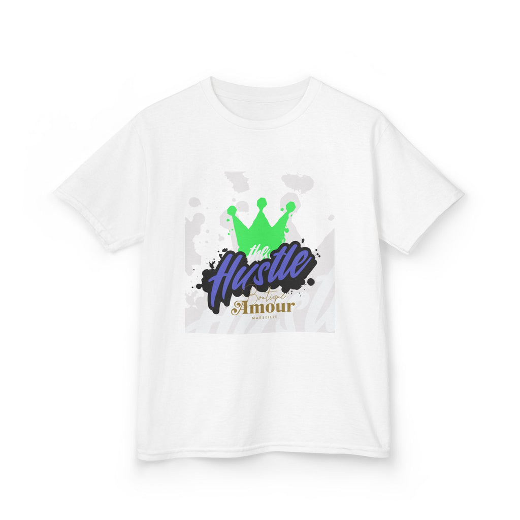 Kids Tee — 'Hustle Amour' Crown Graphic Shirt for Motivated Kids