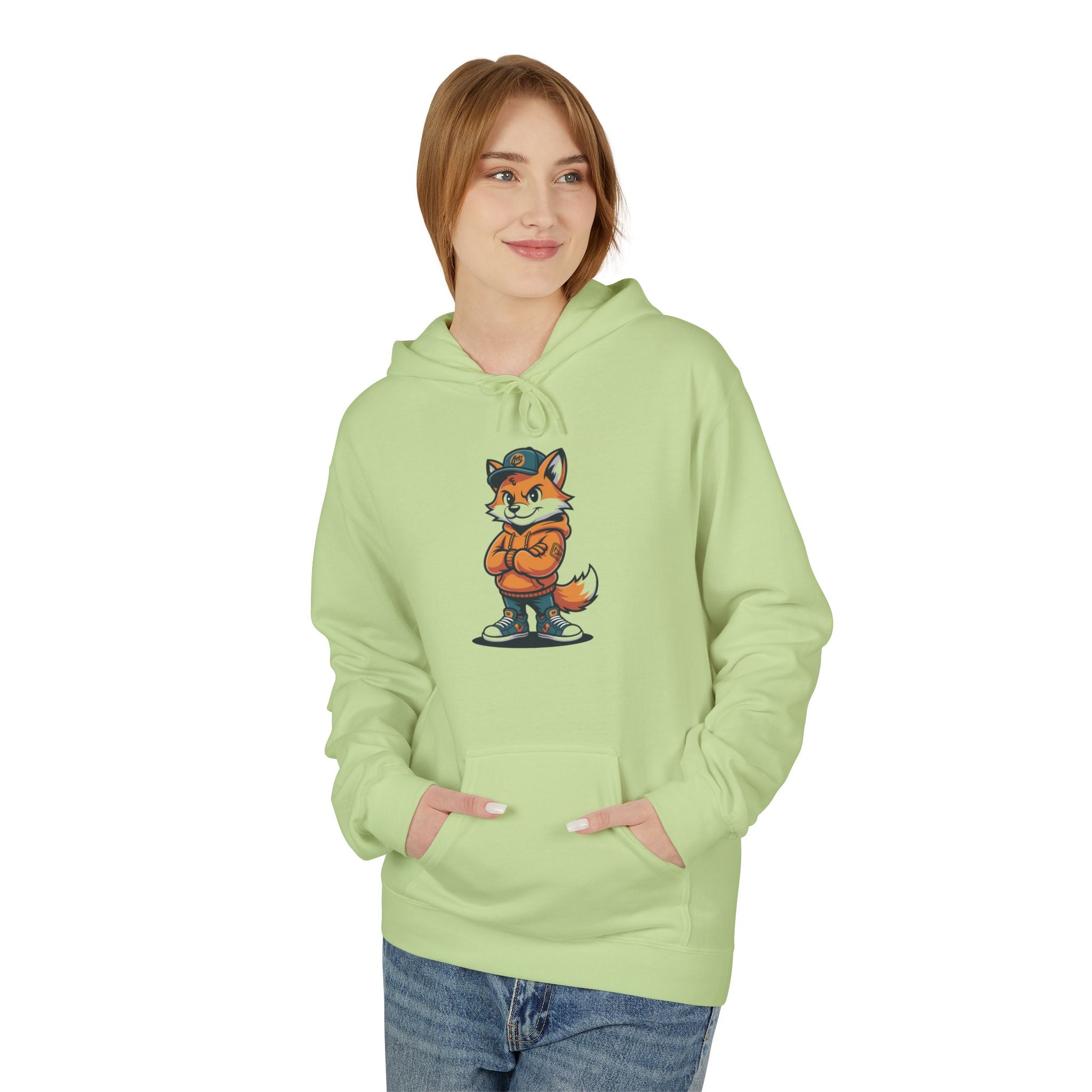 Fox Cartoon Hoodie Cute Red Fox Illustration Pullover