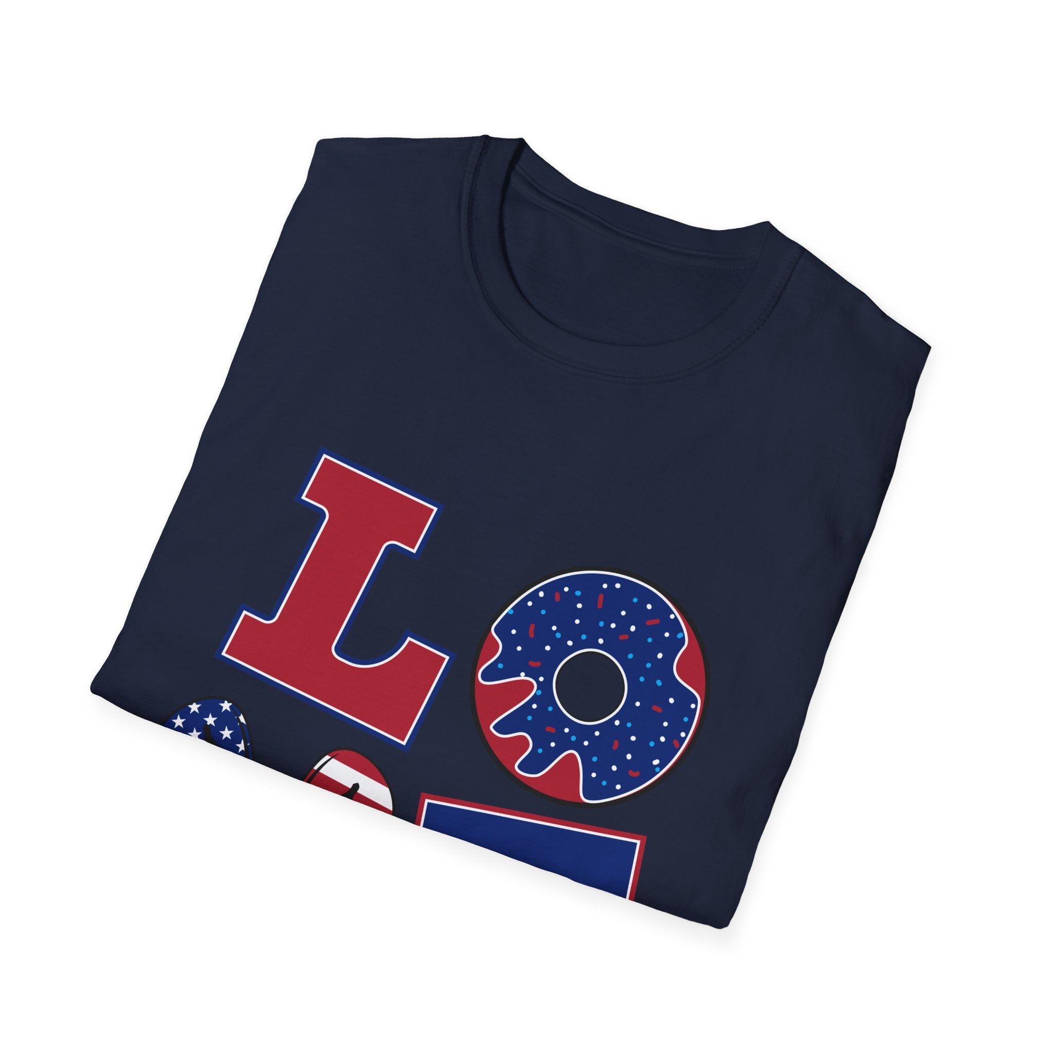 Patriotic LOVE T-Shirt USA Flag Donut & Flip-Flop Fourth of July Tee