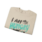 Sweatshirt — Cute Cat "I Am Hungry" Graphic Crewneck