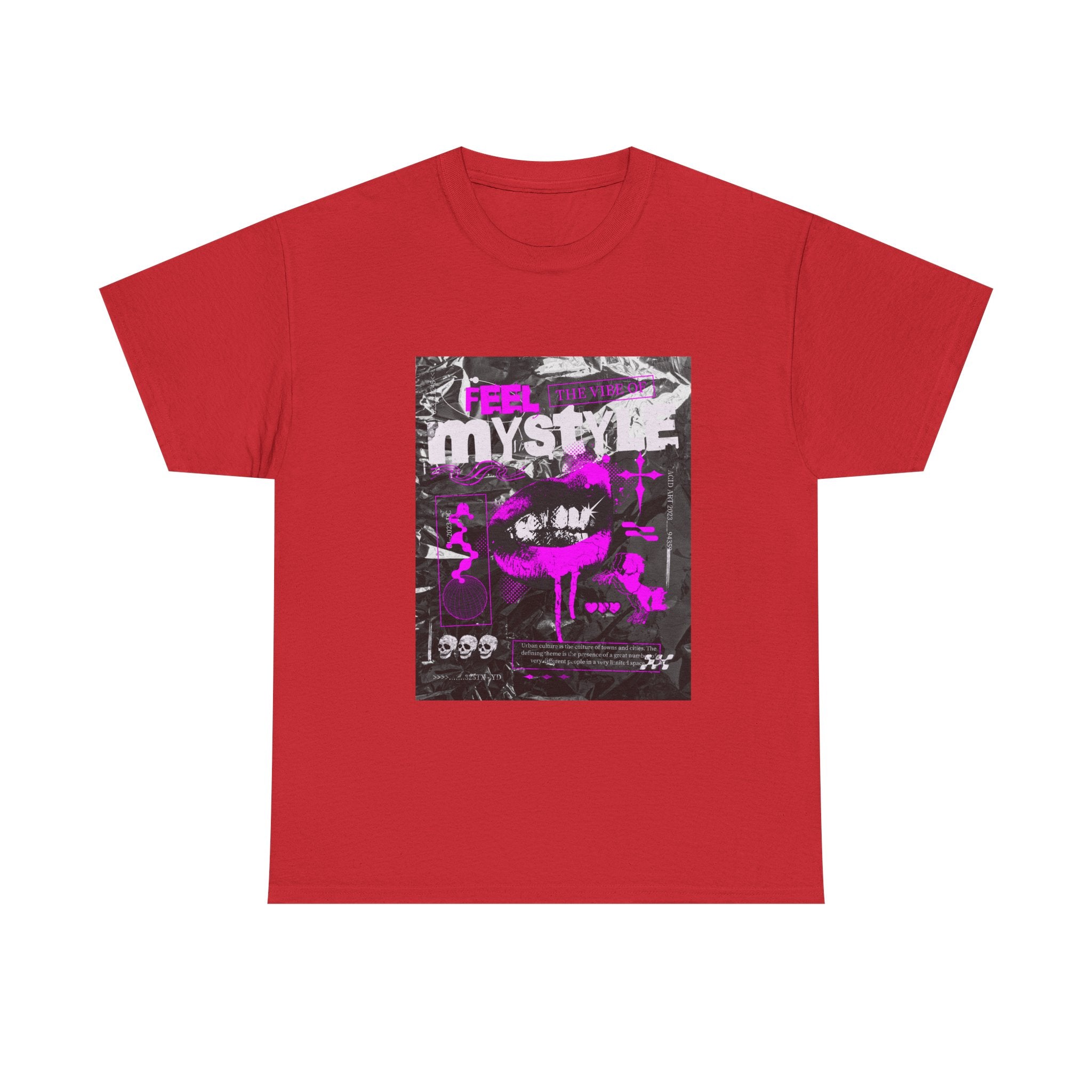 Mystic Vibes Graphic Tee — "Feel Mystic" Retro Grunge Pink Design