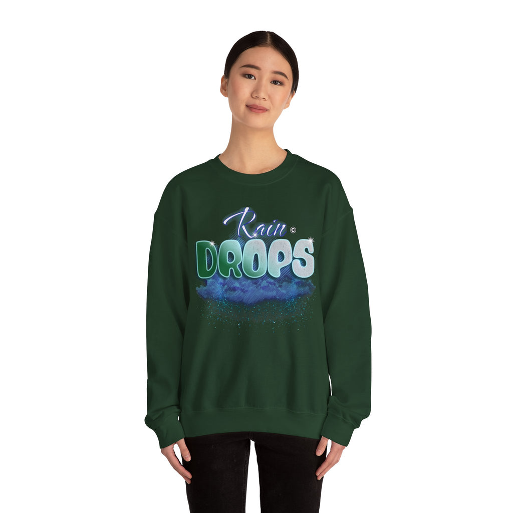 Rain Drops Crewneck Sweatshirt – Pastel Watercolor Raindrop