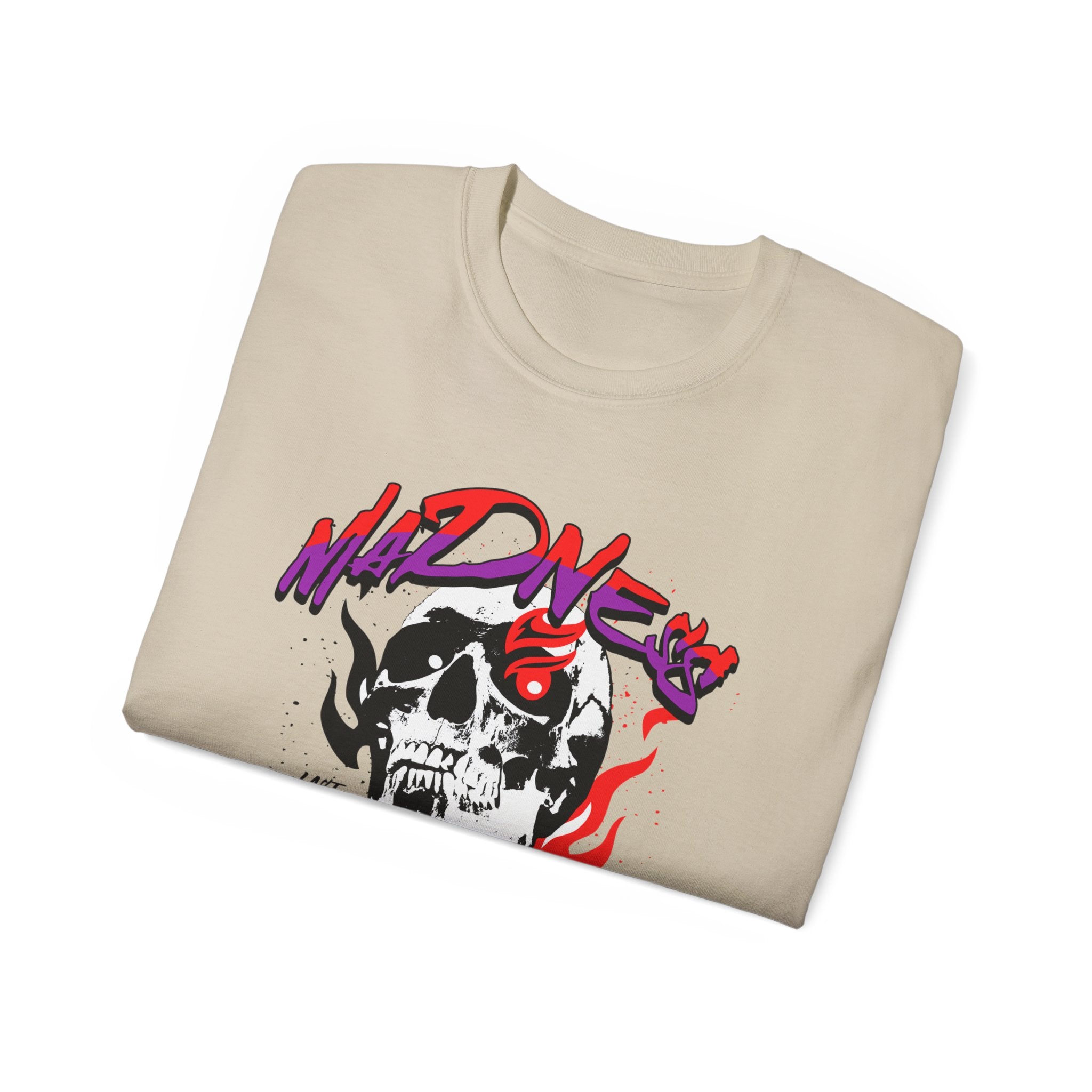 Skull Flames Tee — 'Madness' Graphic Cotton T-Shirt
