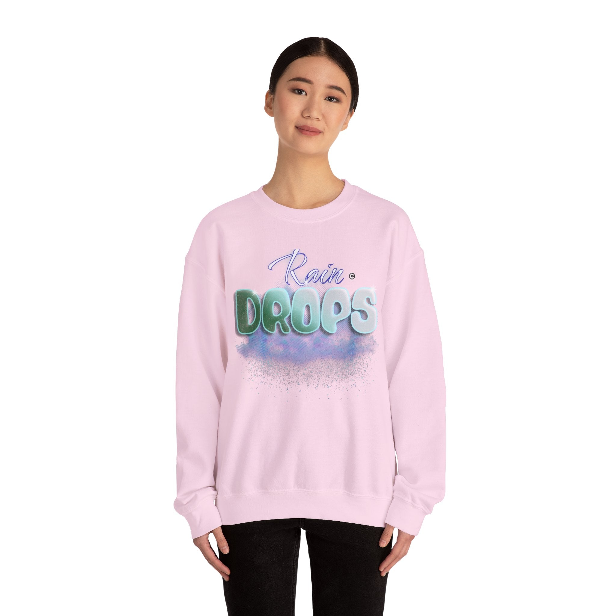 Rain Drops Crewneck Sweatshirt – Pastel Watercolor Raindrop