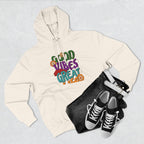 Good Vibes Great Ideas Hoodie — Retro Floral Positive Message Pullover