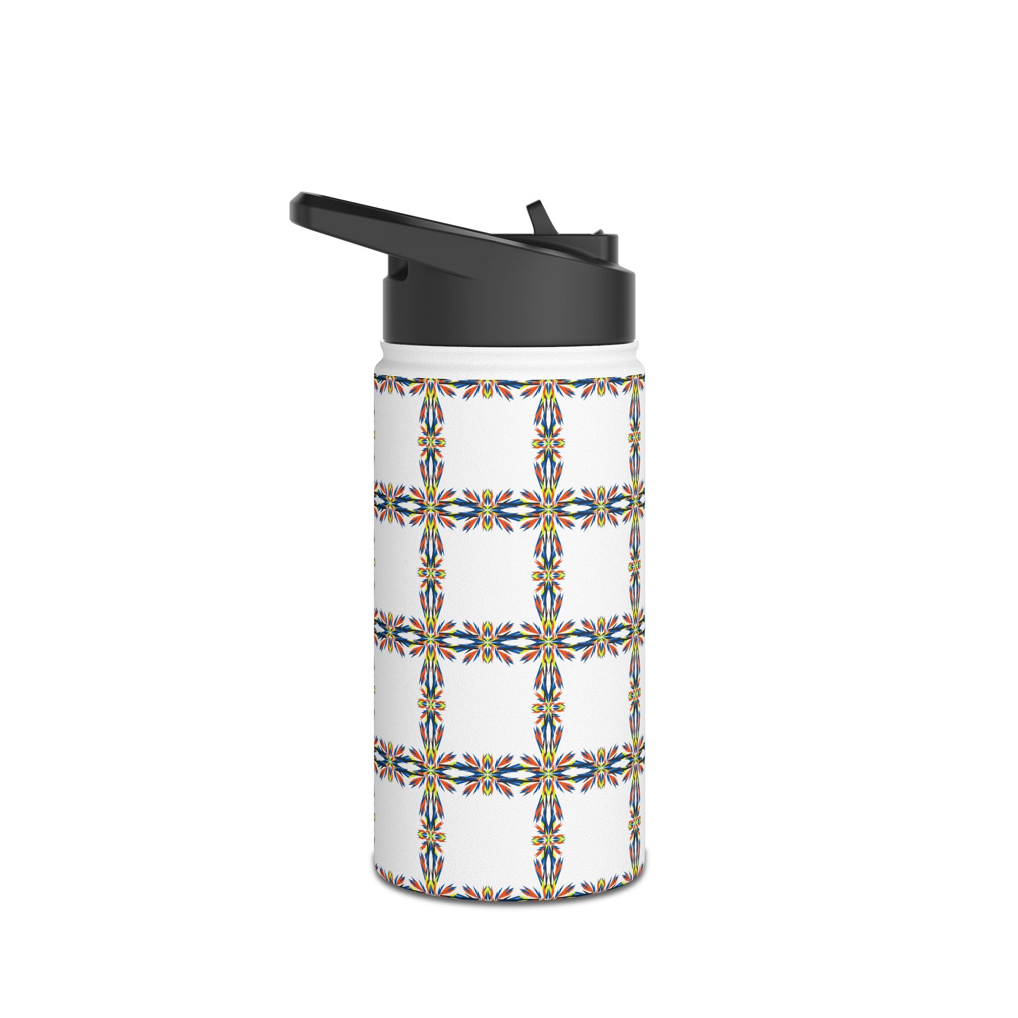 Insulated Stainless Water Bottle Colorful Geometric Tile Pattern