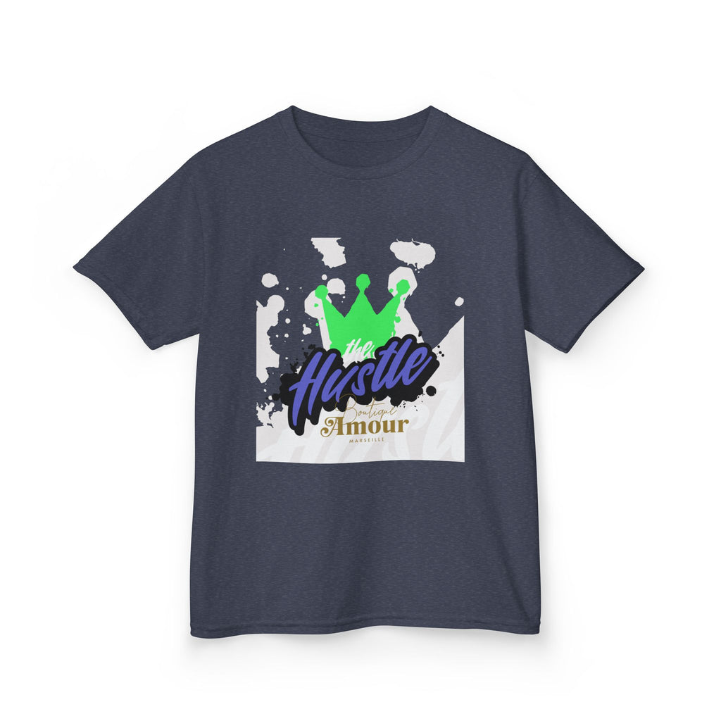 Kids Tee — 'Hustle Amour' Crown Graphic Shirt for Motivated Kids