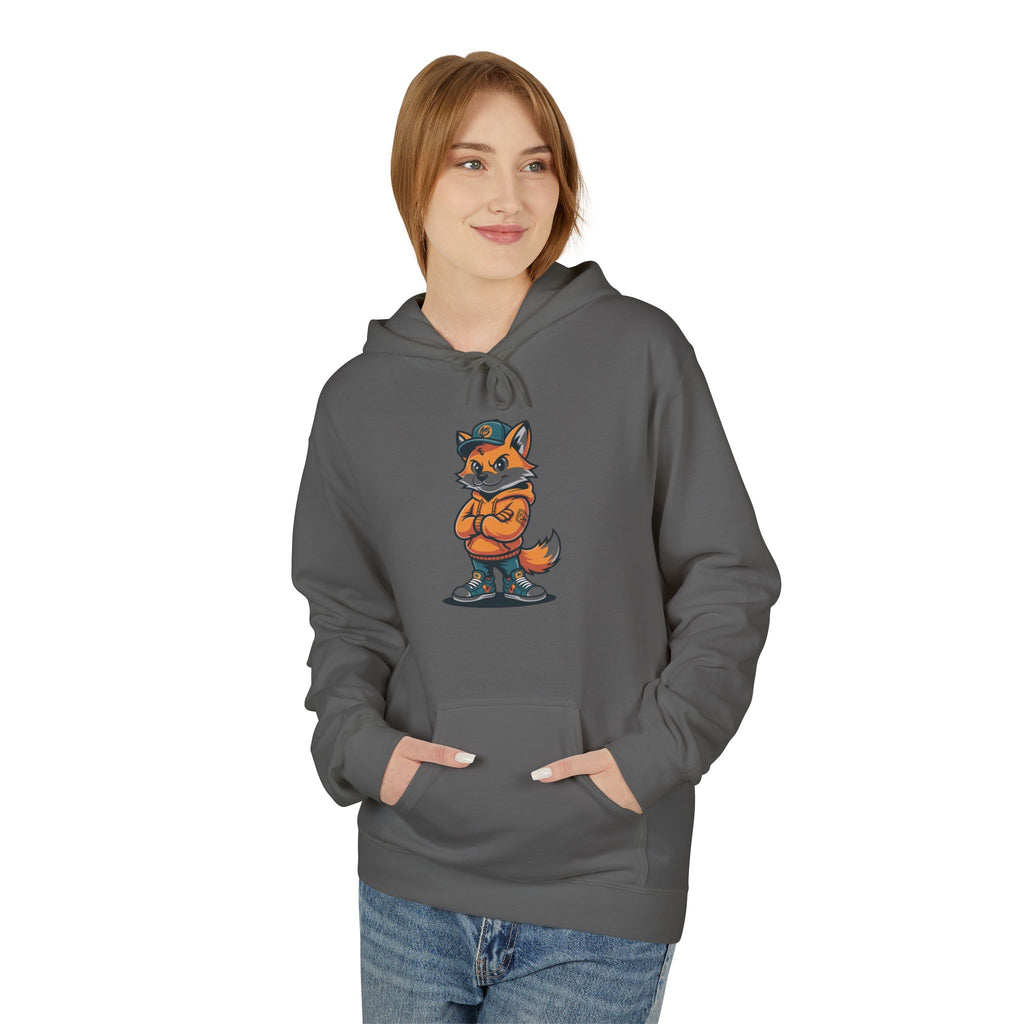 Fox Cartoon Hoodie Cute Red Fox Illustration Pullover
