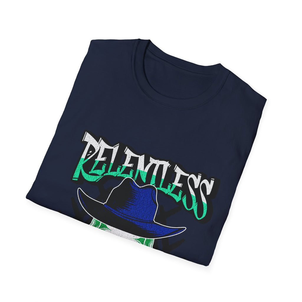 Relentless Skull T-Shirt – Green Skull with Hat & Snake Graphic