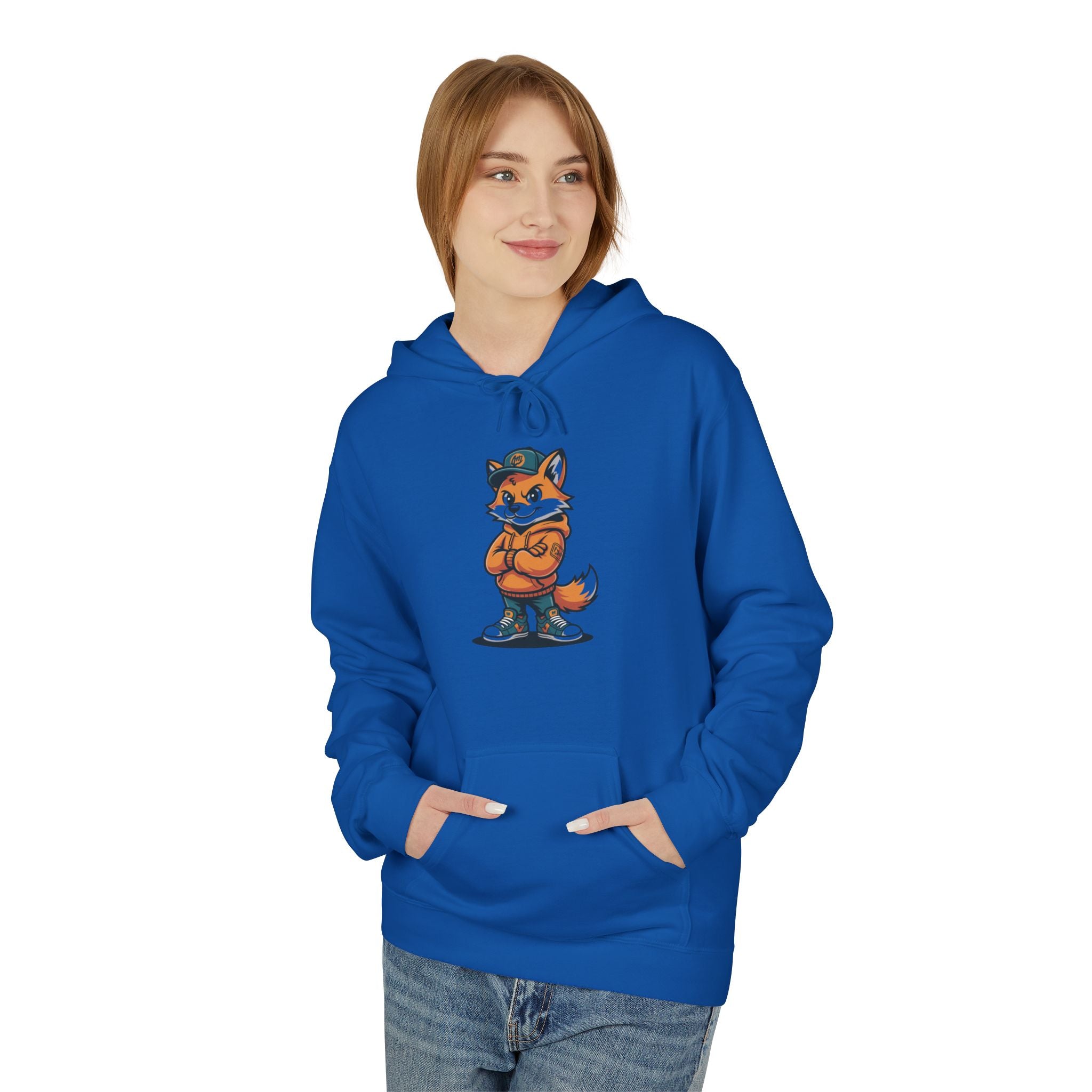 Fox Cartoon Hoodie Cute Red Fox Illustration Pullover