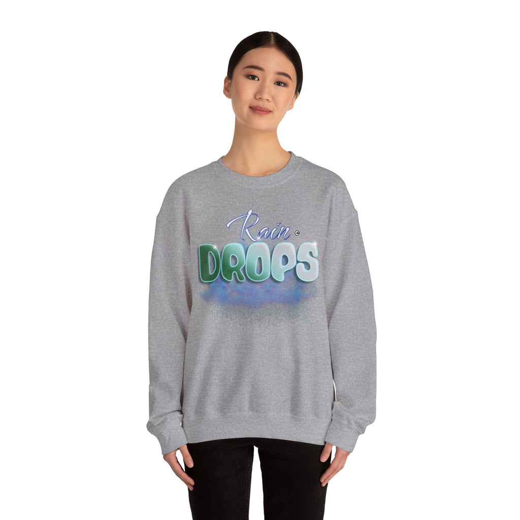 Rain Drops Crewneck Sweatshirt – Pastel Watercolor Raindrop