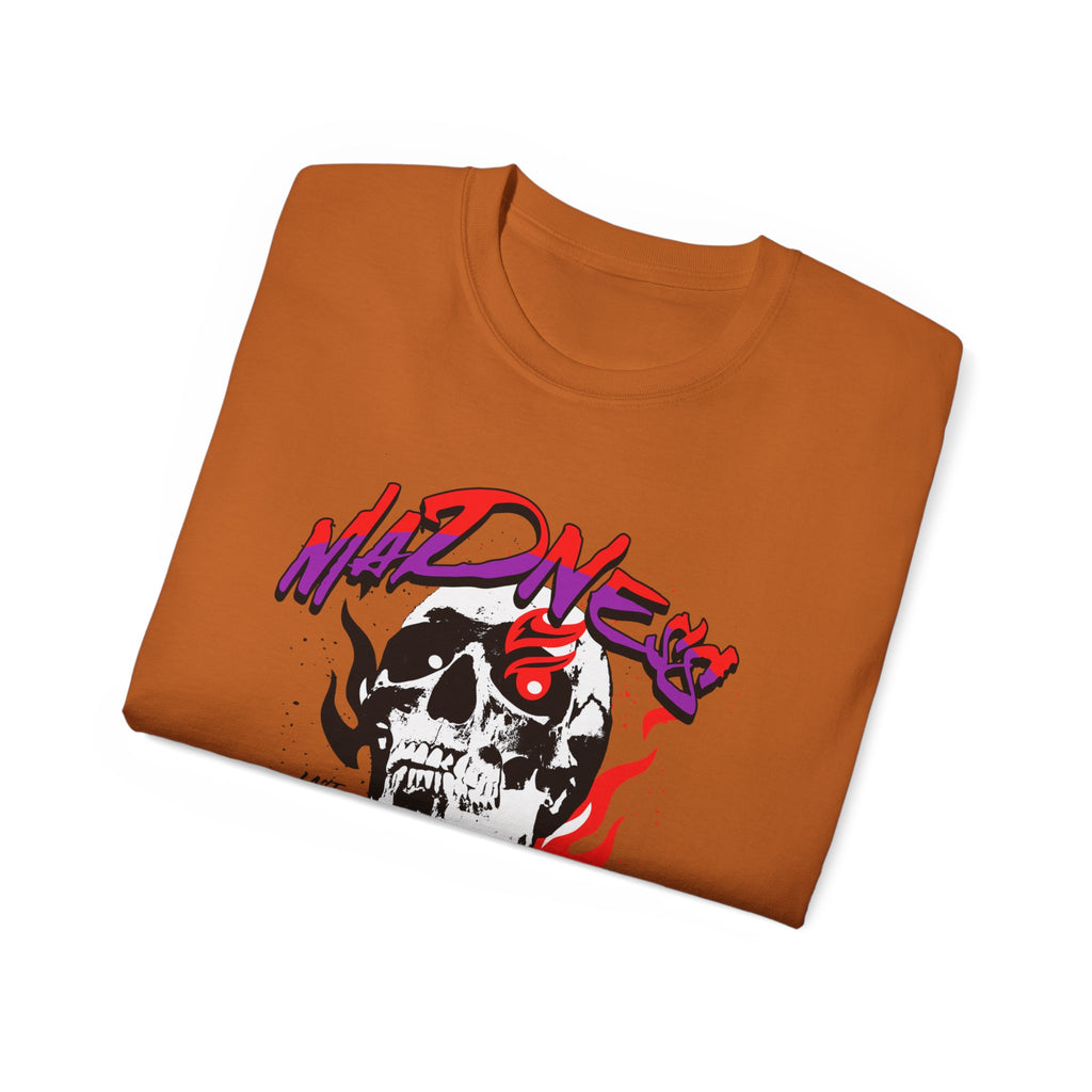 Skull Flames Tee — 'Madness' Graphic Cotton T-Shirt