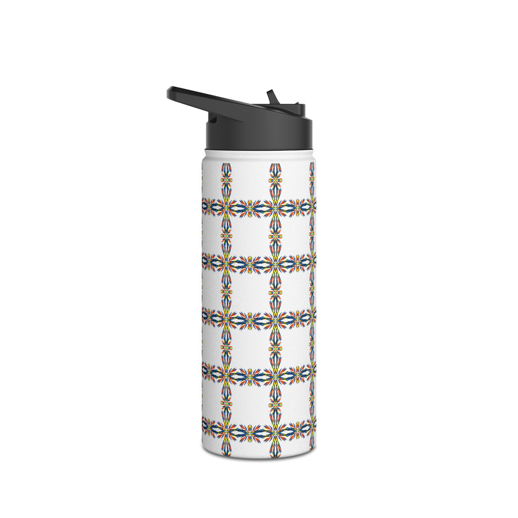 Insulated Stainless Water Bottle Colorful Geometric Tile Pattern