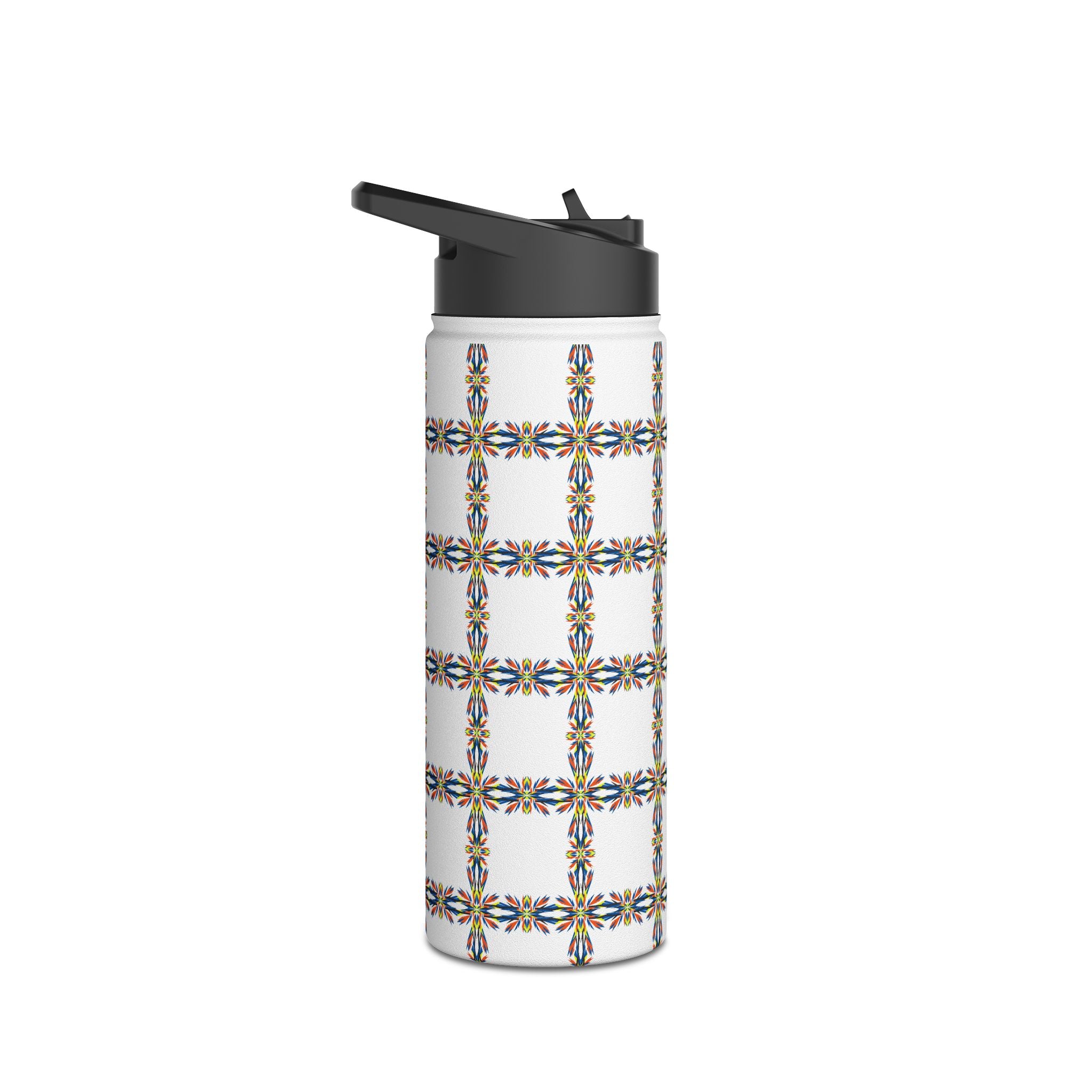Insulated Stainless Water Bottle Colorful Geometric Tile Pattern