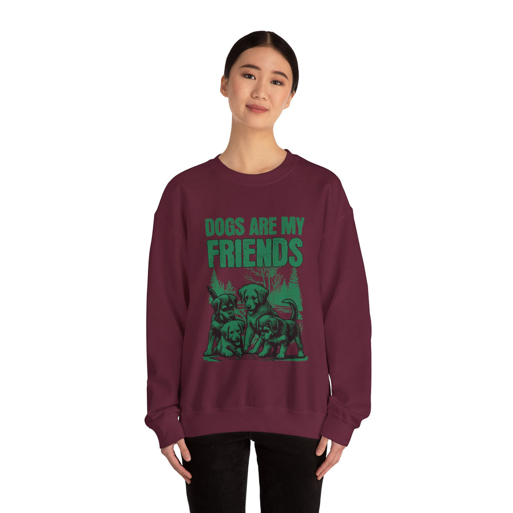 Dogs Are My Friends Sweatshirt — Vintage Green Puppy Crewneck