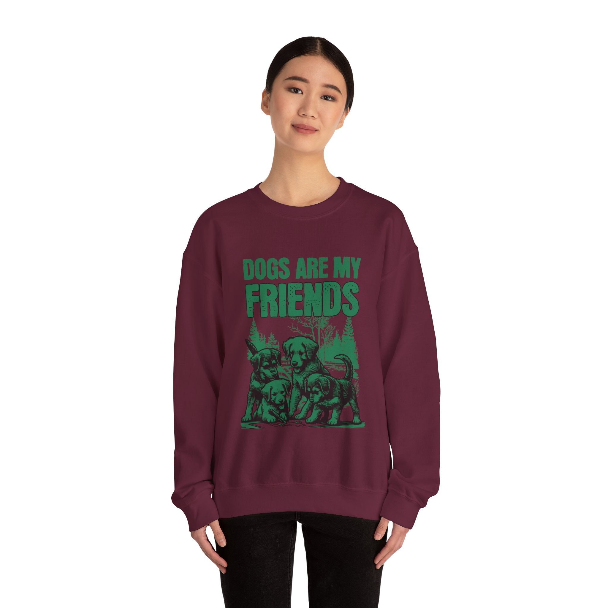 Dogs Are My Friends Sweatshirt — Vintage Green Puppy Crewneck