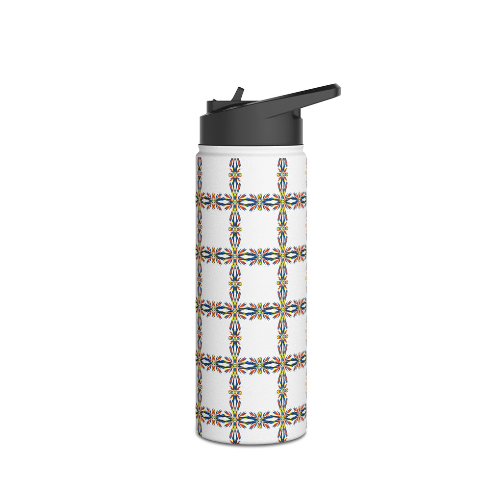 Insulated Stainless Water Bottle Colorful Geometric Tile Pattern