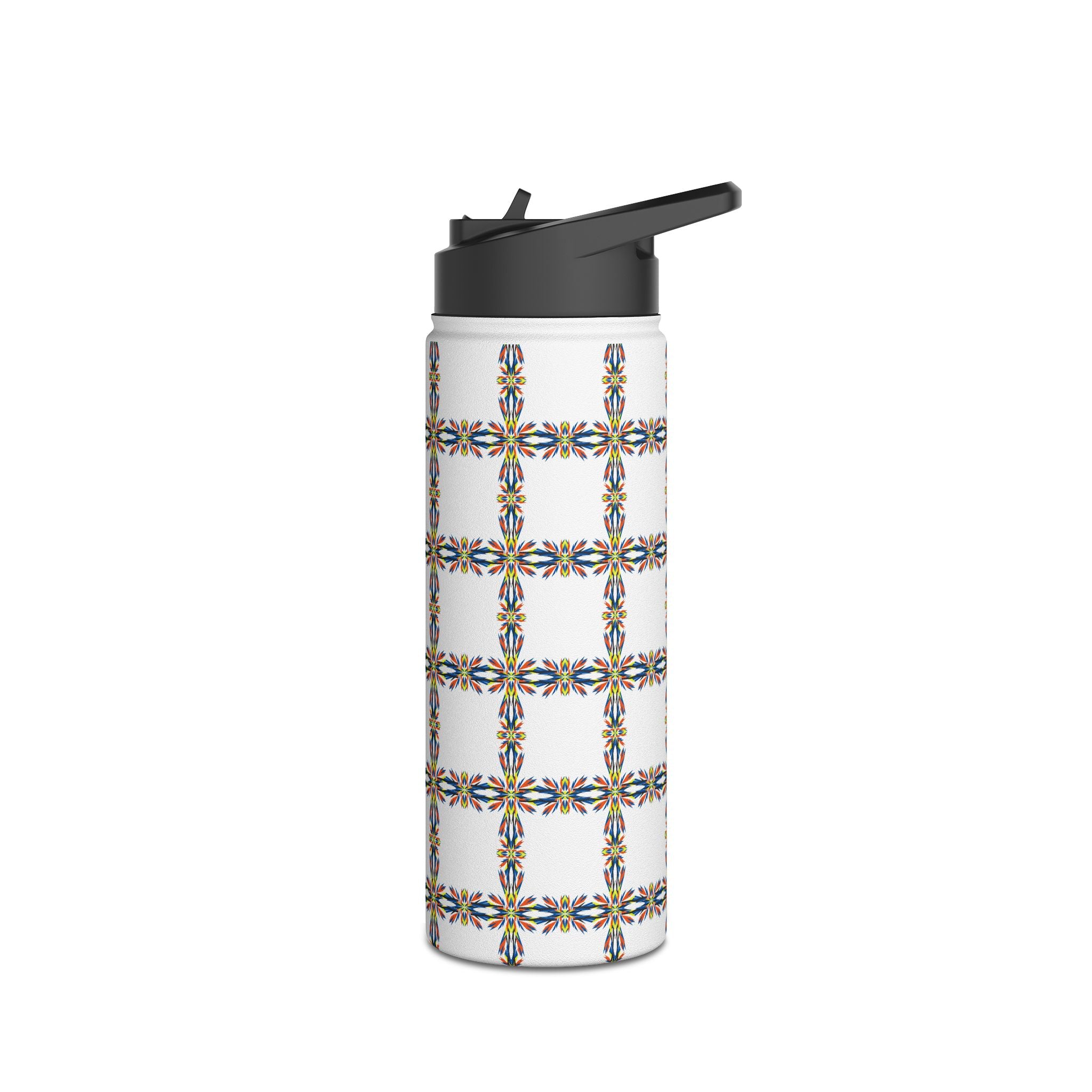 Insulated Stainless Water Bottle Colorful Geometric Tile Pattern
