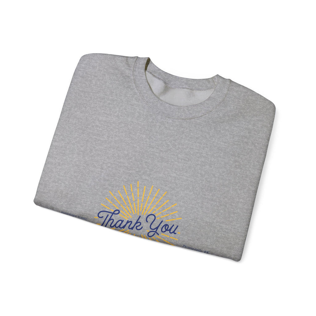 Thank You Crewneck Sweatshirt Retro Sunburst Gratitude Pullover