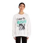 Sweatshirt — Cute Cat "I Am Hungry" Graphic Crewneck